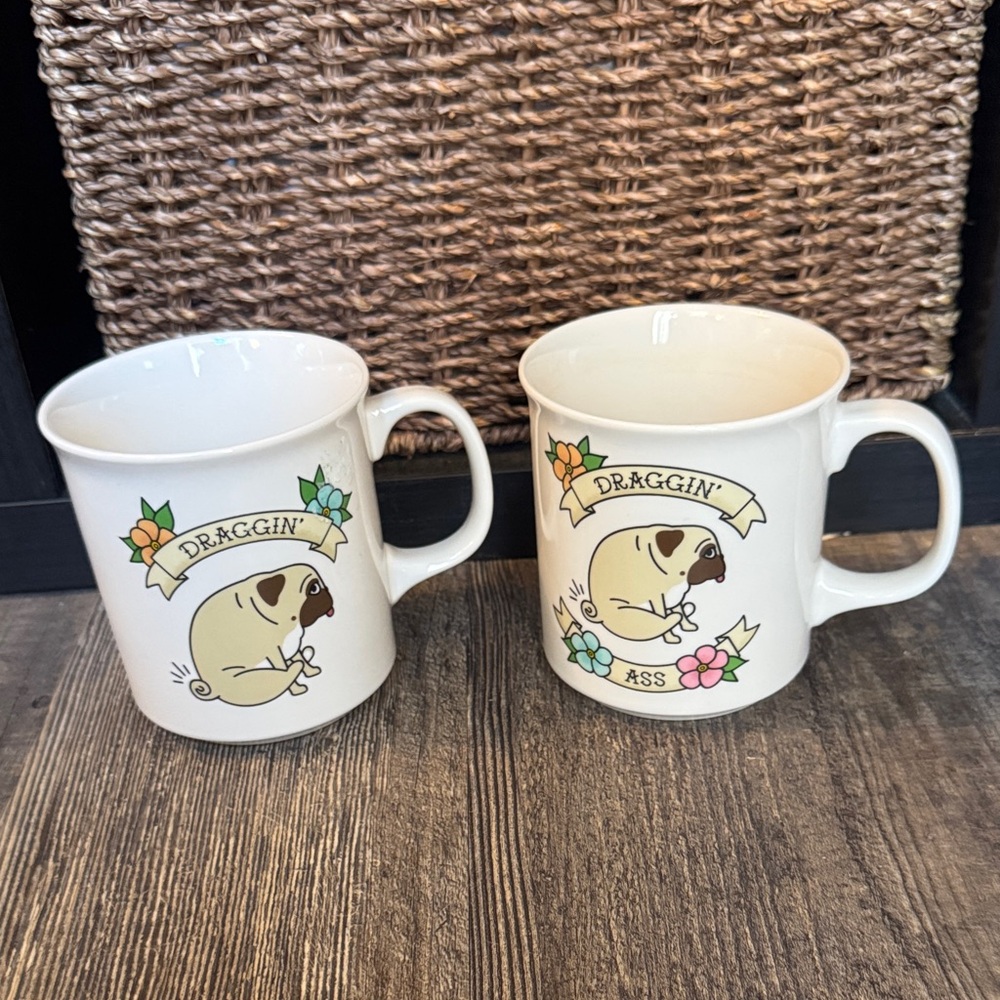 Fred “Draggin’ Ass” Cute Pug Coffee Mugs